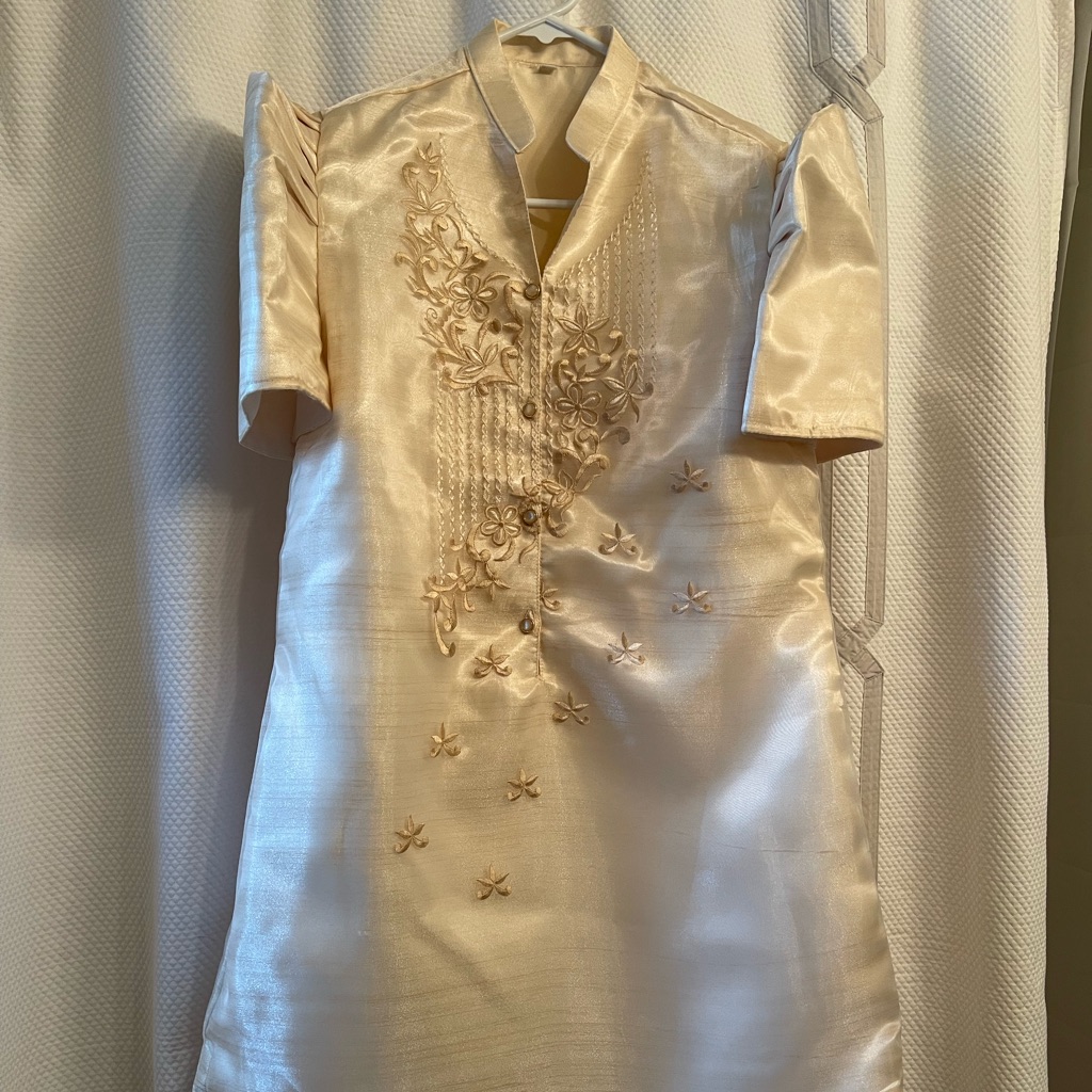 Modern Filipiniana Modern Women's Barong Dress | Color: Cream/Tan | Size: M | Georgina2013'S Closet